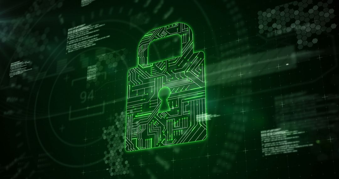 Futuristic Digital Padlock on Secure Network Background