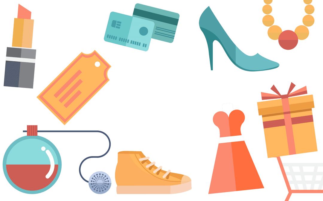 Shopping and Retail Symbols on Transparent Background