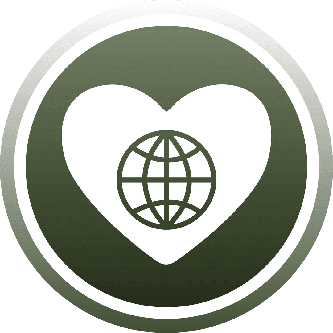 Heart with Globe on Transparent Background for Social Media