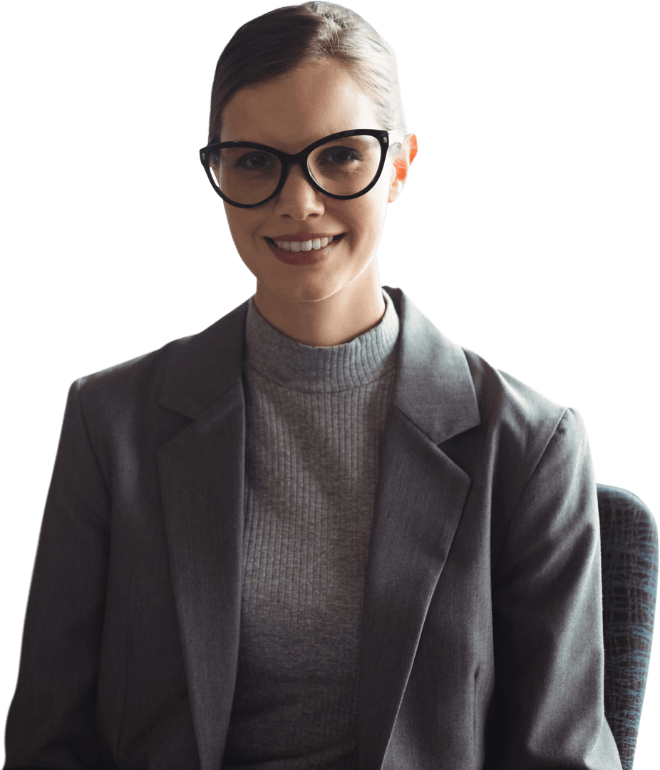 Transparent Background Smiling Woman in Business Attire