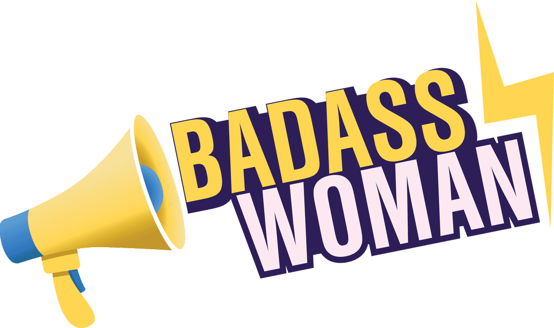 Feminist Empowerment Text with Megaphone on Transparent Background