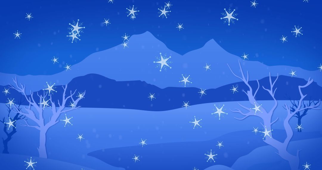 Winter Wonderland Skyline with Snowflakes Under Starry Sky
