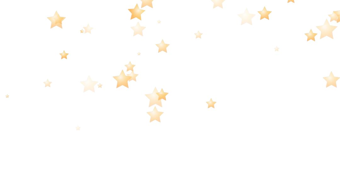 Golden Stars Gently Falling on White Background for Festive Design