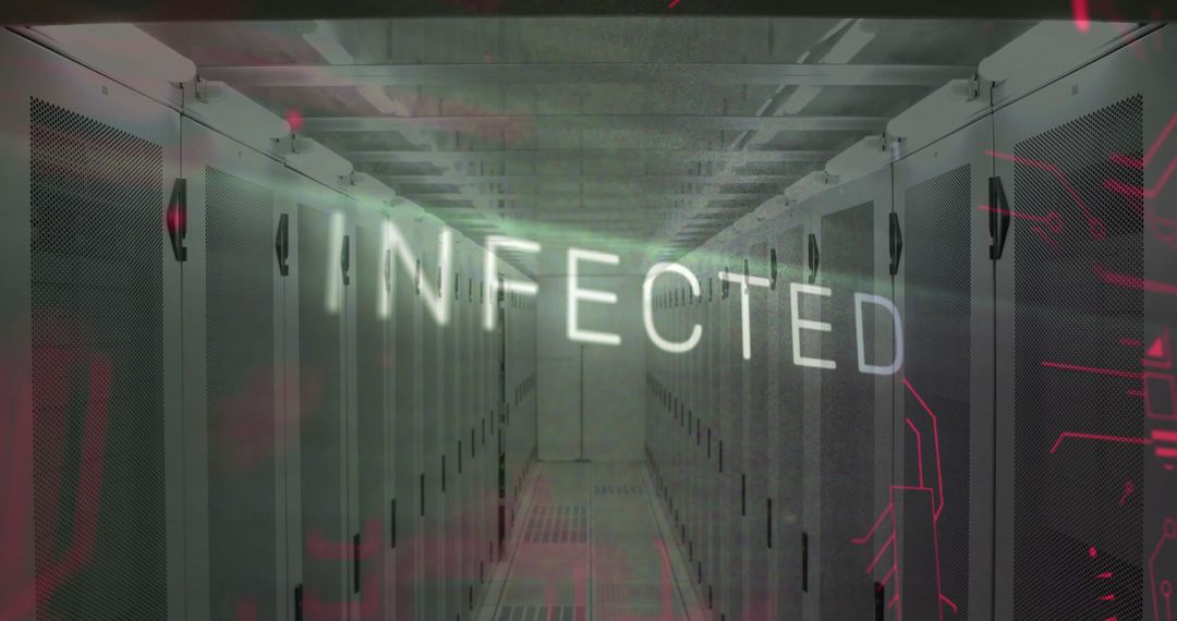 Infected Text Overlay on Data Center Servers