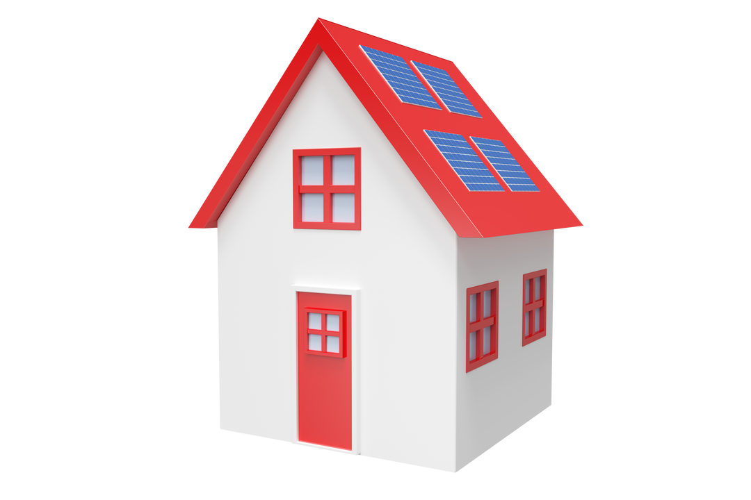 House with Red Roof and Solar Panels on Transparent Background - Download Free Stock Images Pikwizard.com