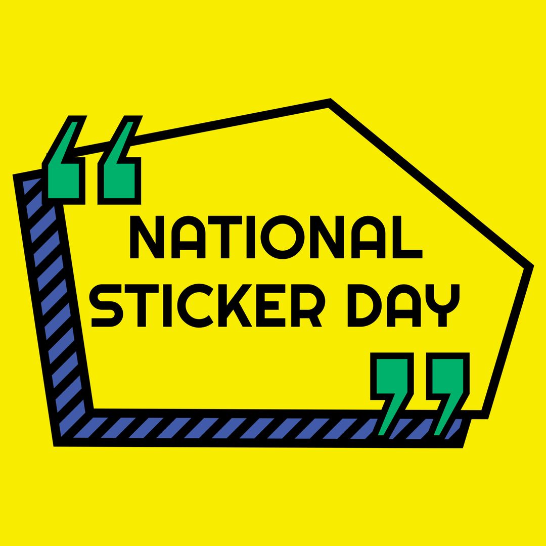 Colorful National Sticker Day Graphic with Quotes on Yellow Background - Download Free Stock Templates Pikwizard.com