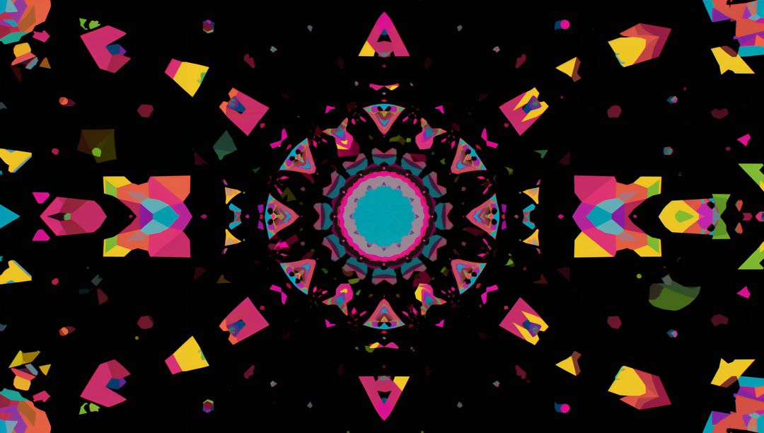 Vibrant Futuristic Mandala with Neon Geometric Patterns