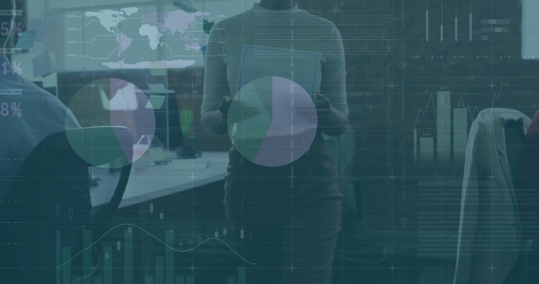 Businesswomen Analyzing Data with Tablet in High-Tech Office