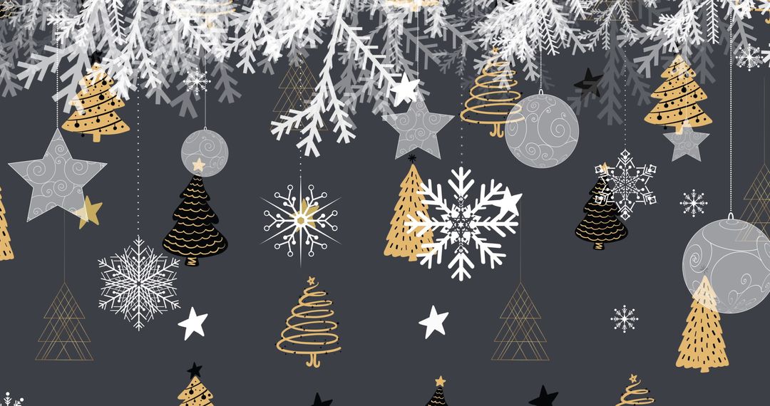 Elegant Festive Background with Snowflakes and Christmas Trees