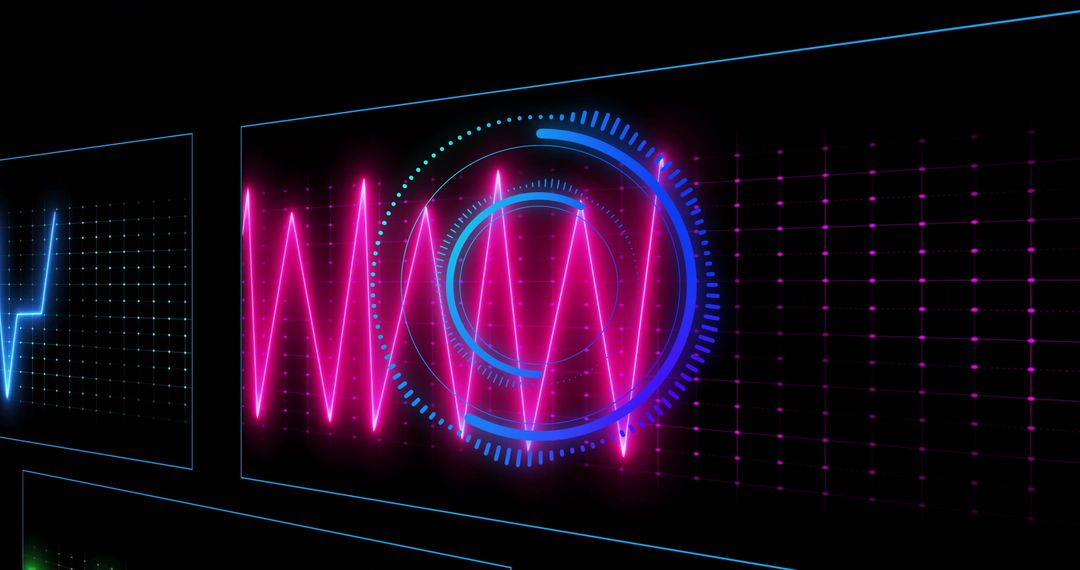 Neon Magenta Waveform with Futuristic HUD Elements