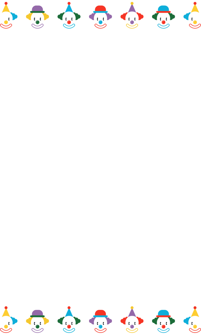 Colorful Clown Heads Pattern on Transparent Background