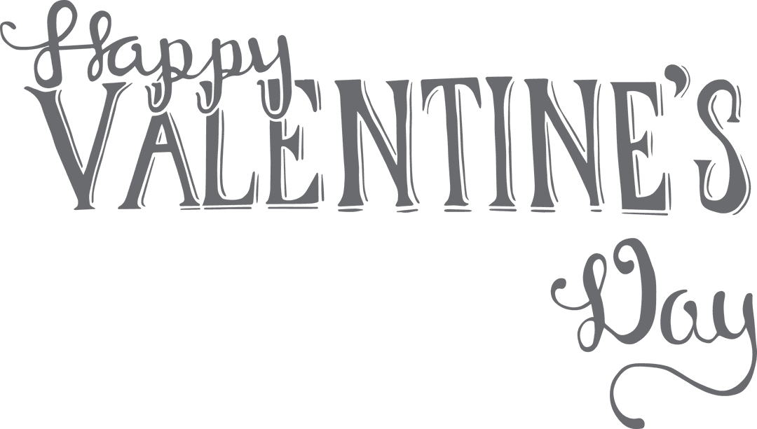 Happy Valentine's Day Celebration Text on Transparent Background
