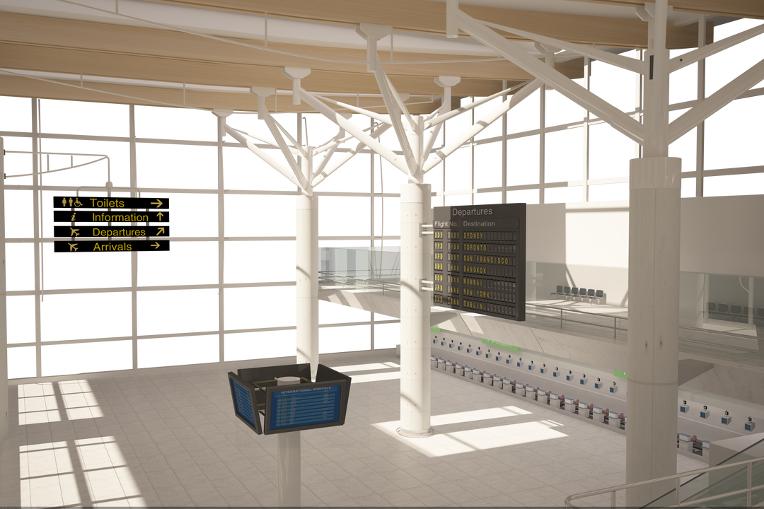 Transparent Digital Illustration of Modern Airport Interior with Departure Boards - Download Free Stock Images Pikwizard.com