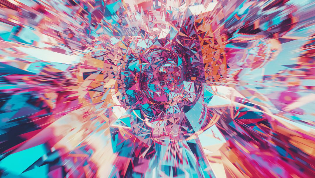 Vibrant Fractal Explosion with Geometric Shards