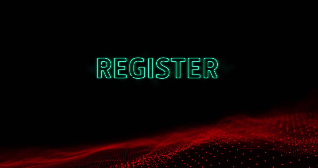 Glowing Register Text Over Abstract Red Lights