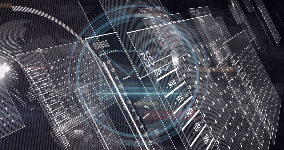 Futuristic Holographic Currency Data Interface Visualization