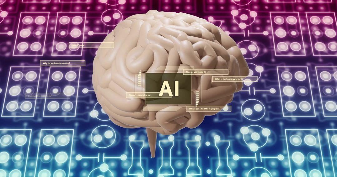 Artificial Intelligence Concept with Human Brain and Data Processing Background - Free Images, Stock Photos and Pictures on Pikwizard.com