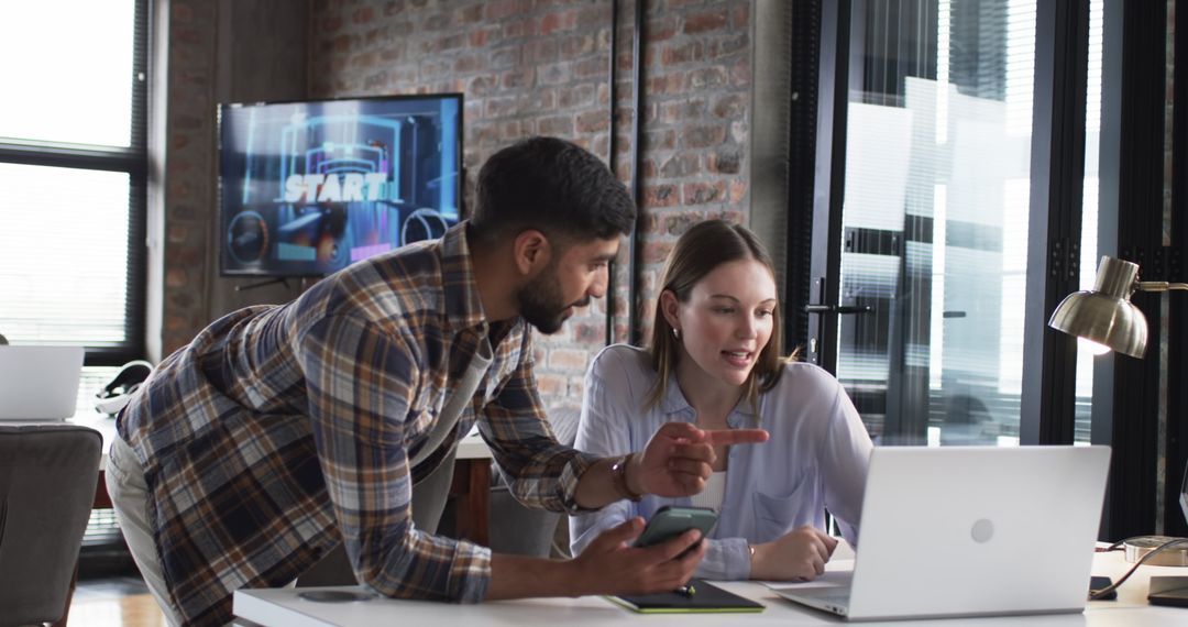 Diverse Colleagues Collaborating in Trendy Modern Office Space