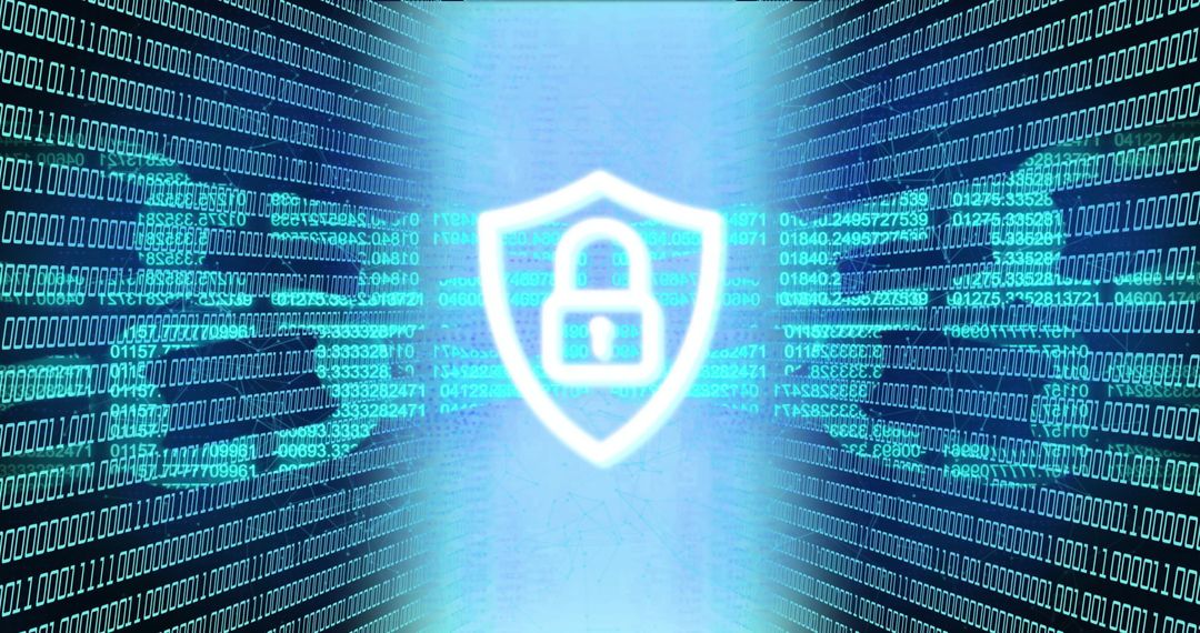 Digital Encryption and Cybersecurity Shield Icon