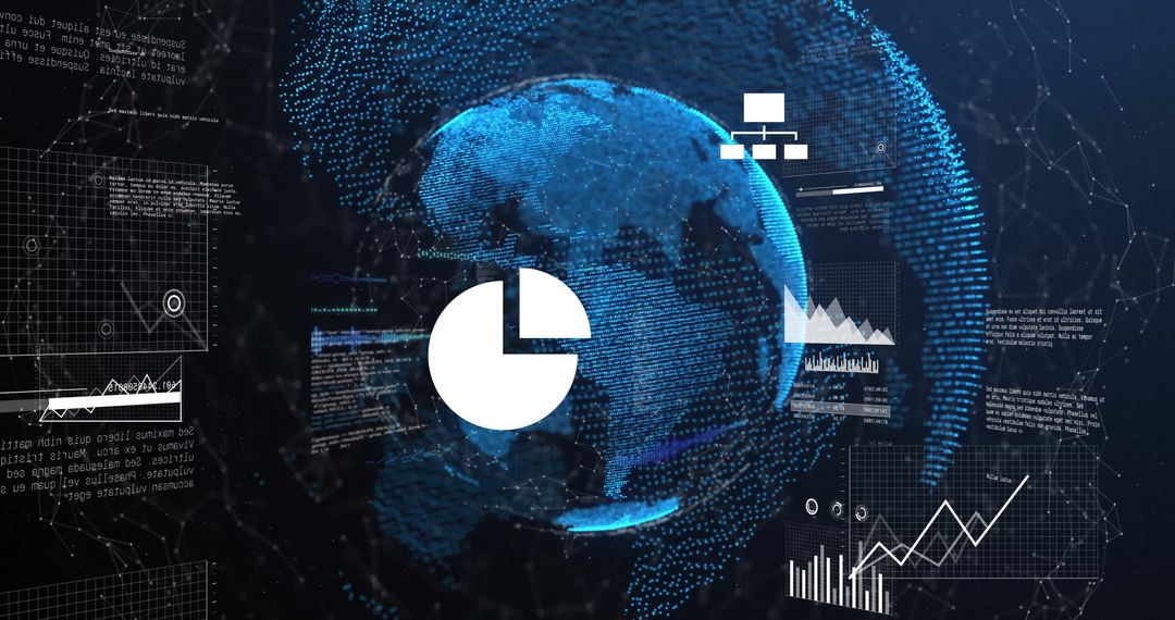 Global Data Processing and Analytics Concept Earth Visualization