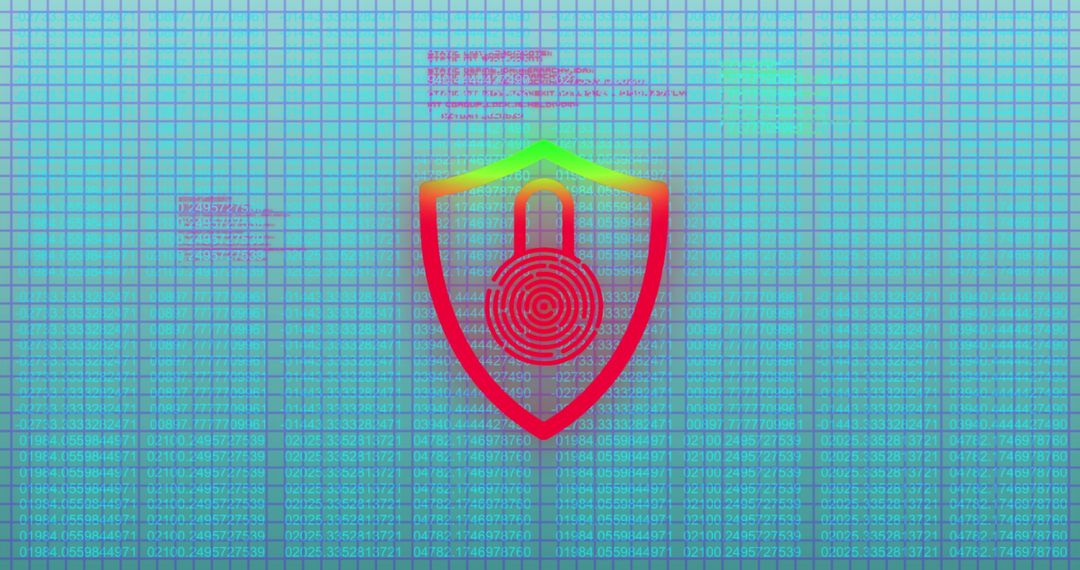 Digital Biometric Padlock Over Grid Background