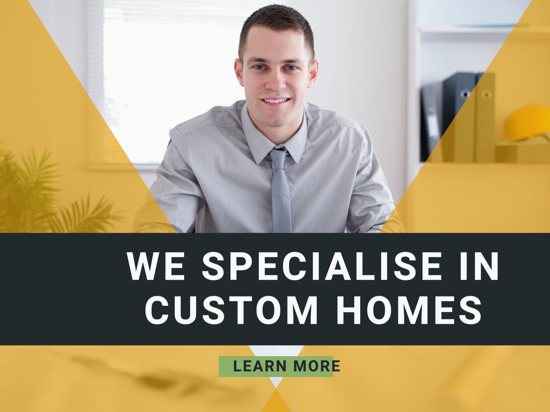 Confident Businessman Promoting Custom Home Building Services