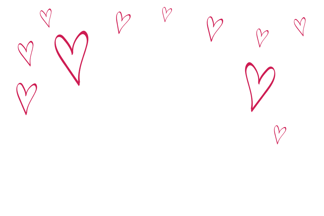Scattered Pink Hearts on Transparent Background