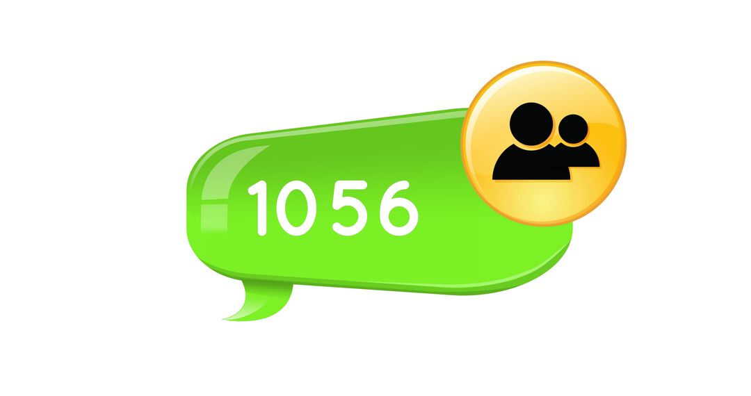 Social Media Notification with 1056 Messages Icon on White Background