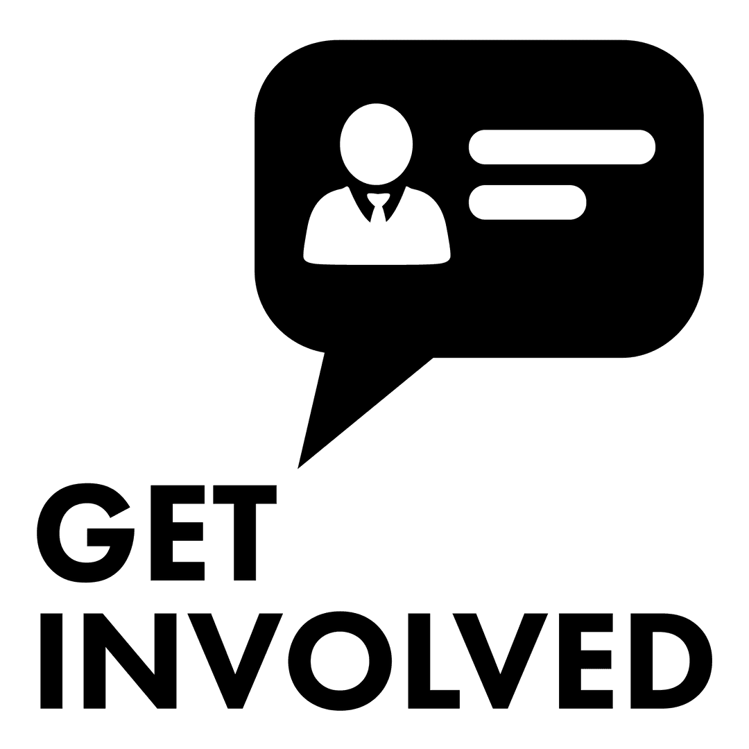 Transparent Speech Bubble with Get Involved Text