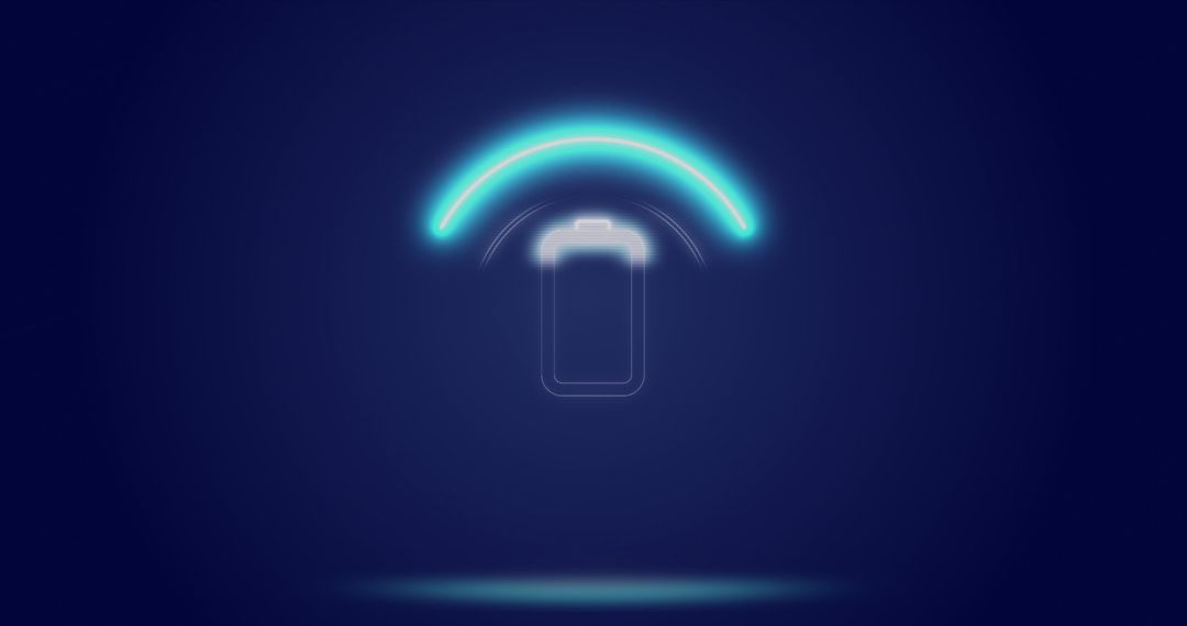 Battery Icon with Glowing Loading Bar on Navy Background