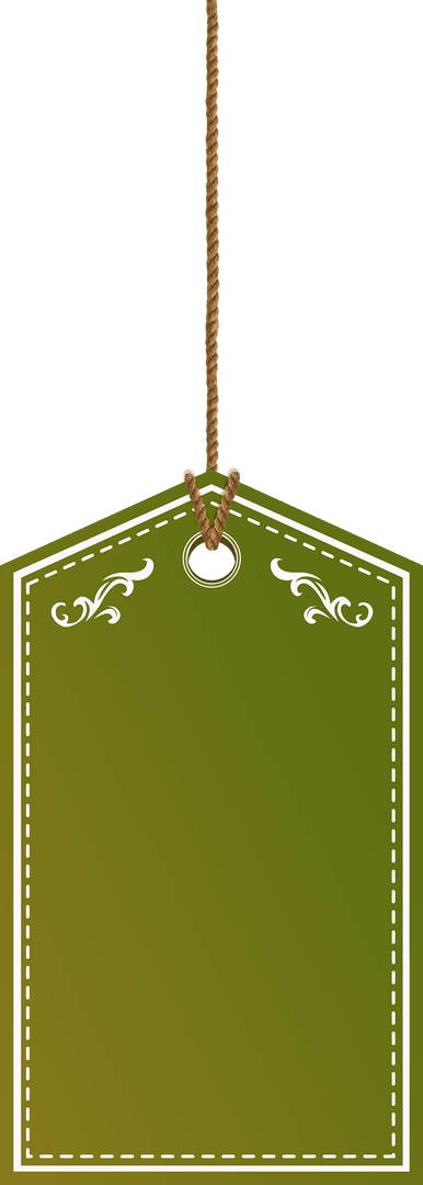 Green Blank Label with Rope on Transparent Background