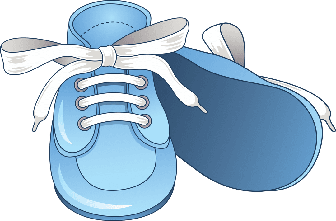 Blue Baby Shoes with White Laces on Transparent Background Illustration