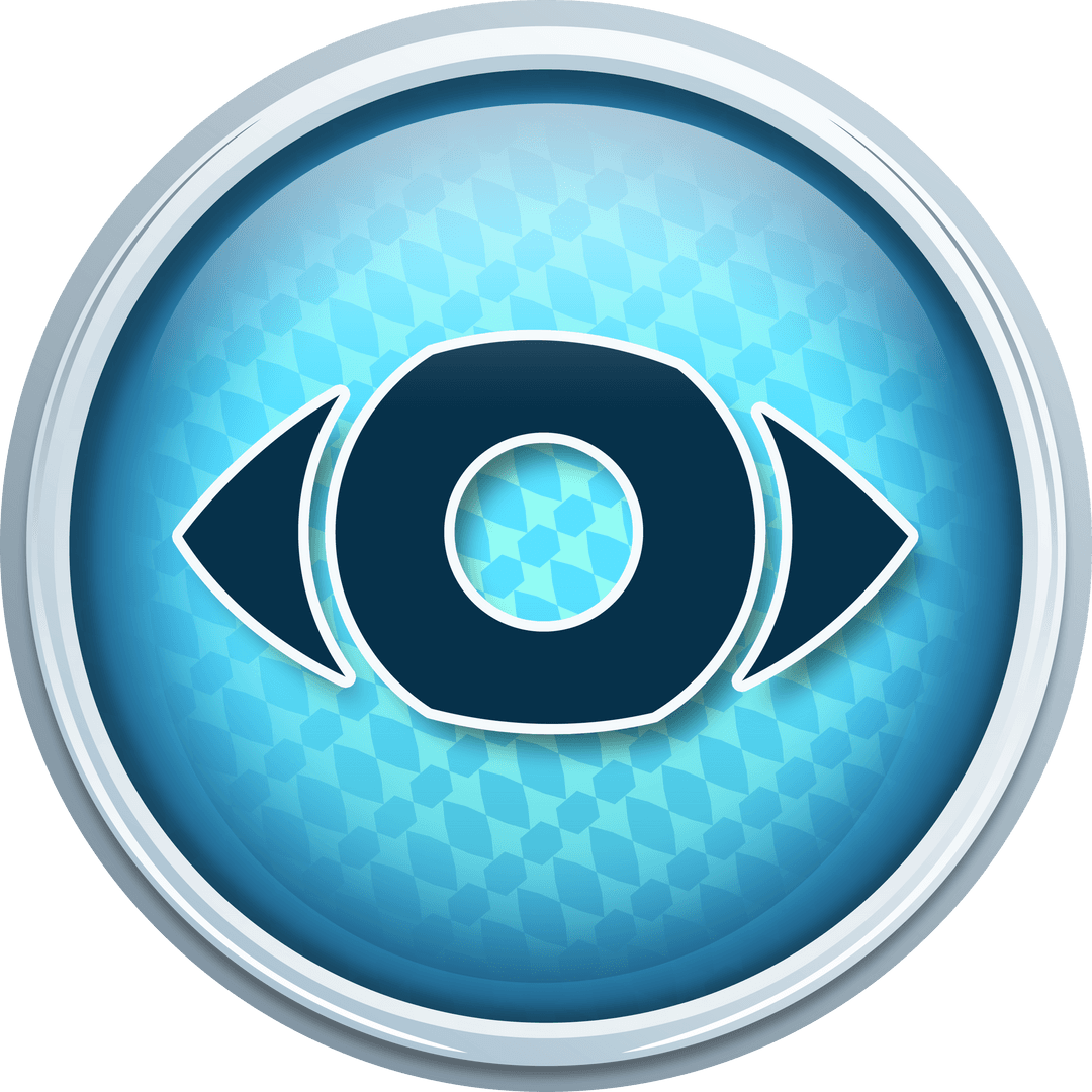Transparent Blue Eye Icon in Circular Design
