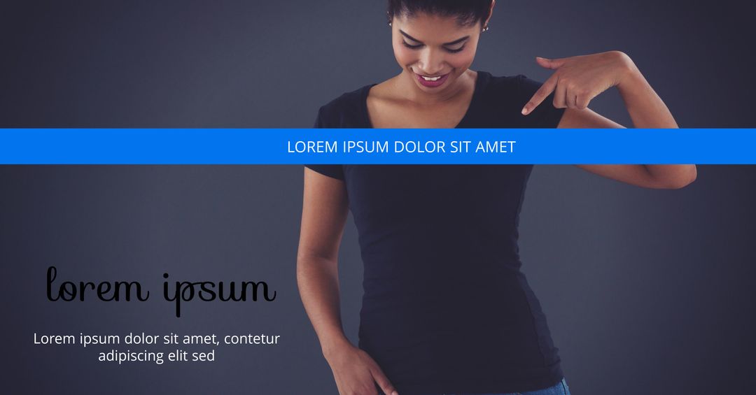 Confident Woman Smiling and Pointing at Herself