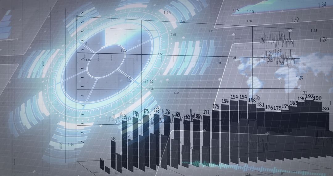 Futuristic Technology Dashboard: Holographic Chart Interface