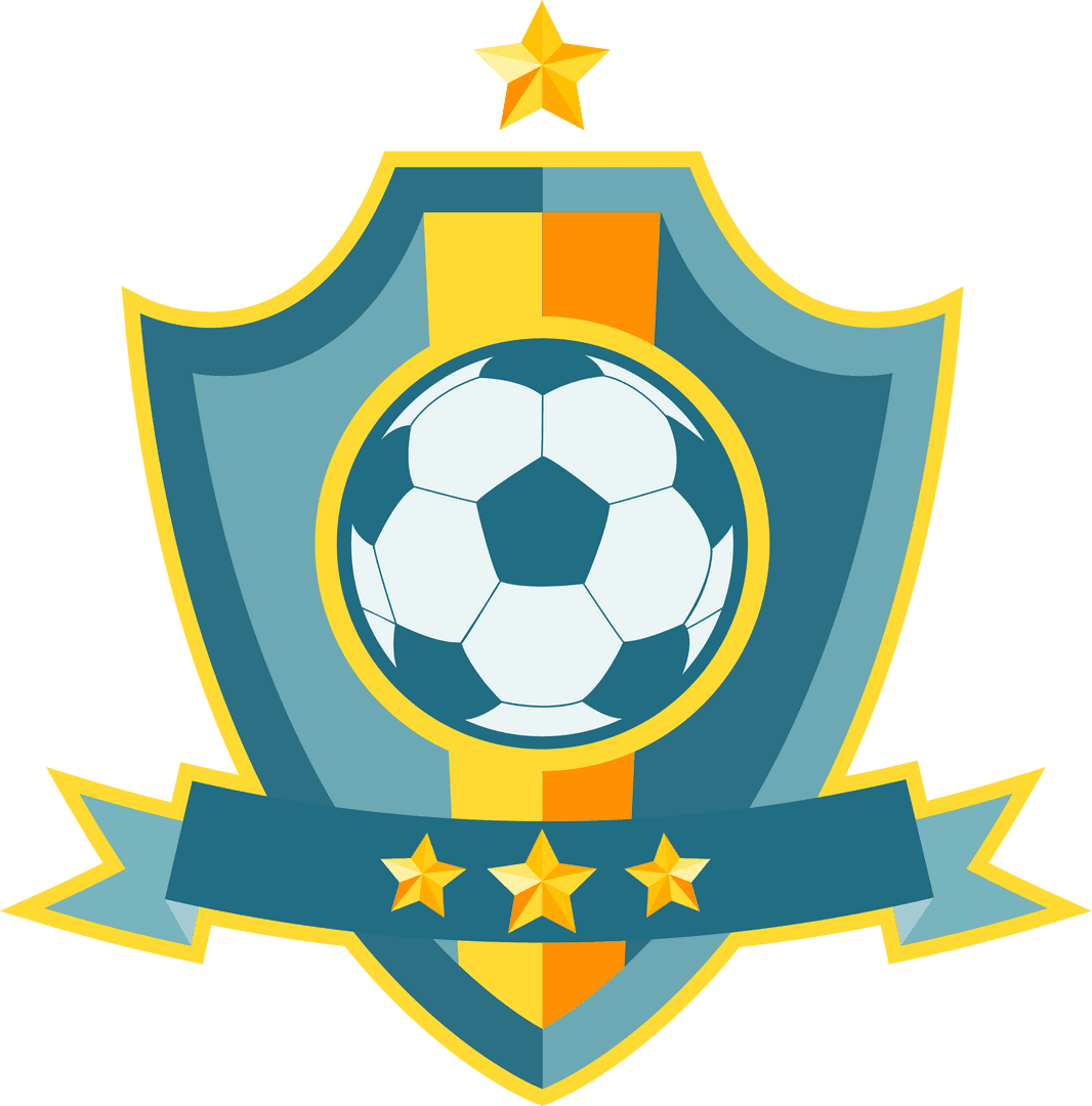 Transparent Shield Emblem with Football and Stars for Sports Teams