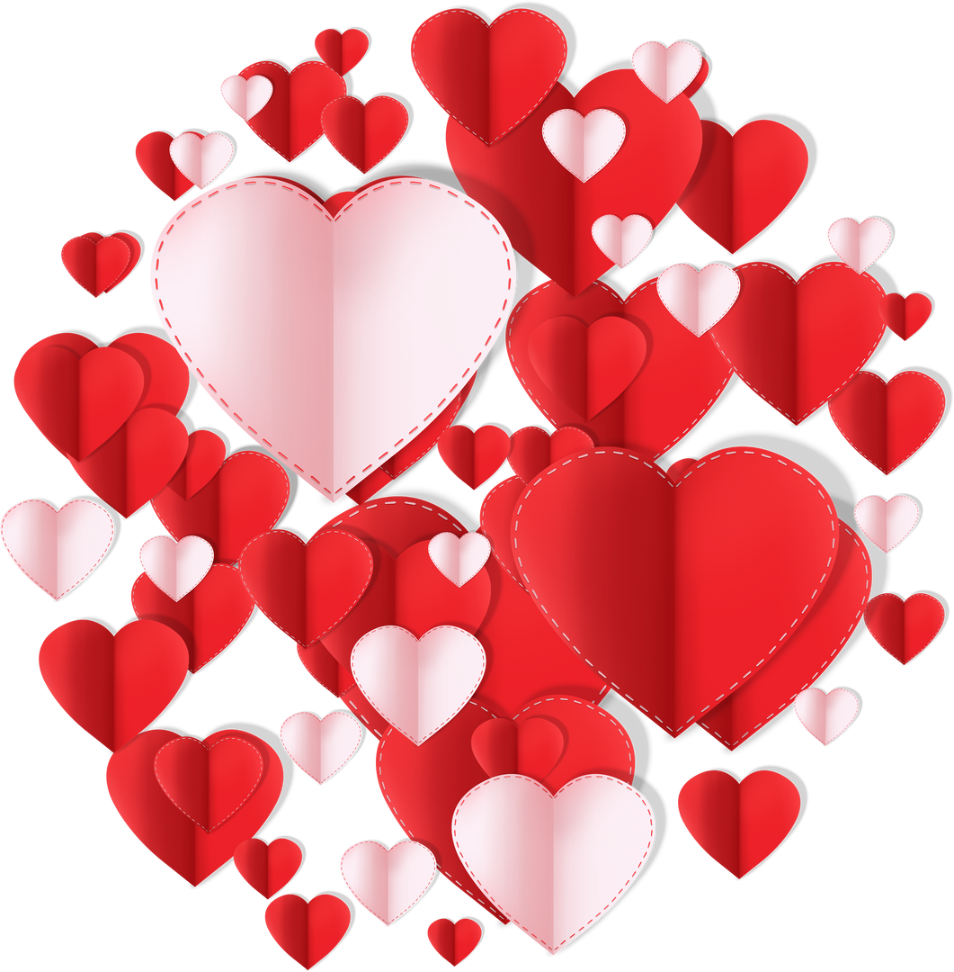 Multiple Paper Hearts on Transparent Background for Valentine's Day Design - Download Free Stock Images Pikwizard.com