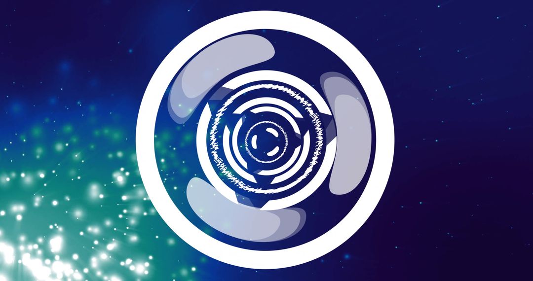 Futuristic Circular Patterns with Glowing Particles in Blue Space