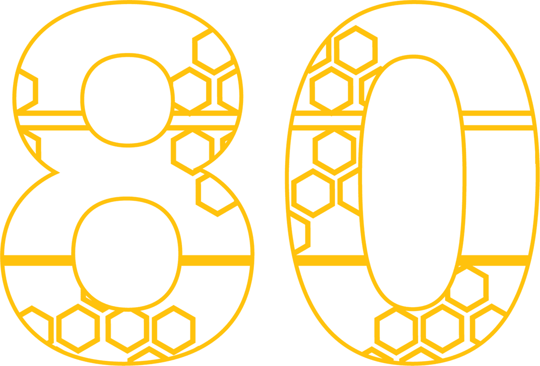 Yellow Number 80 with Hexagonal Pattern on Transparent Background - Download Free Stock Images Pikwizard.com