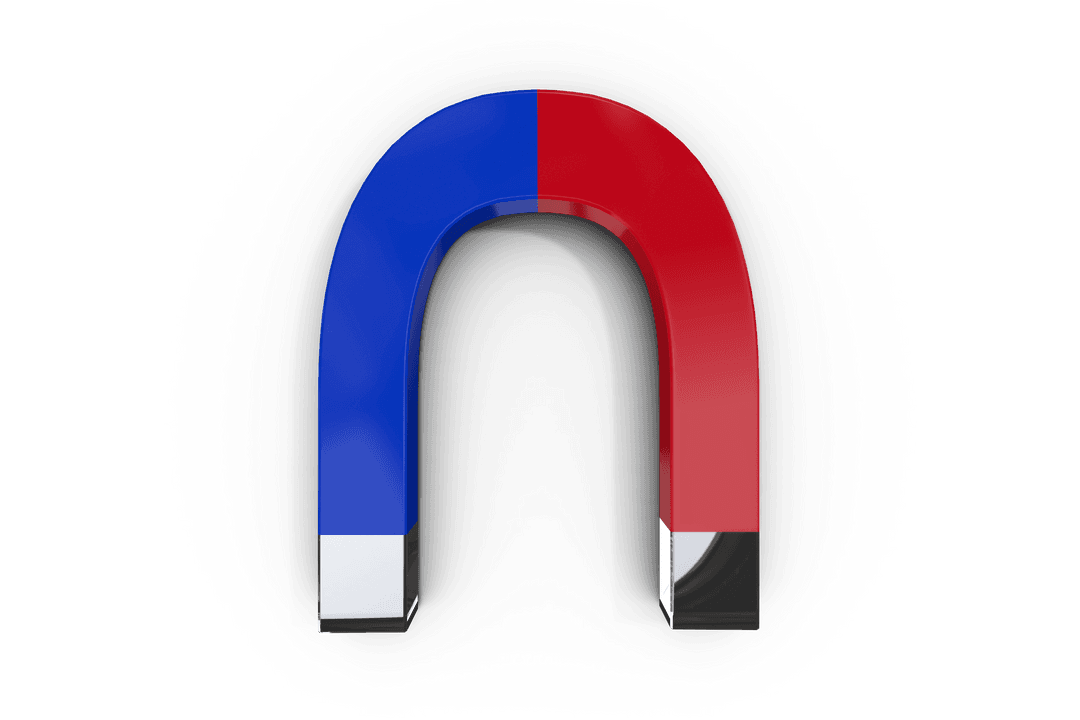 Digital Blue and Red Magnet on Transparent Background