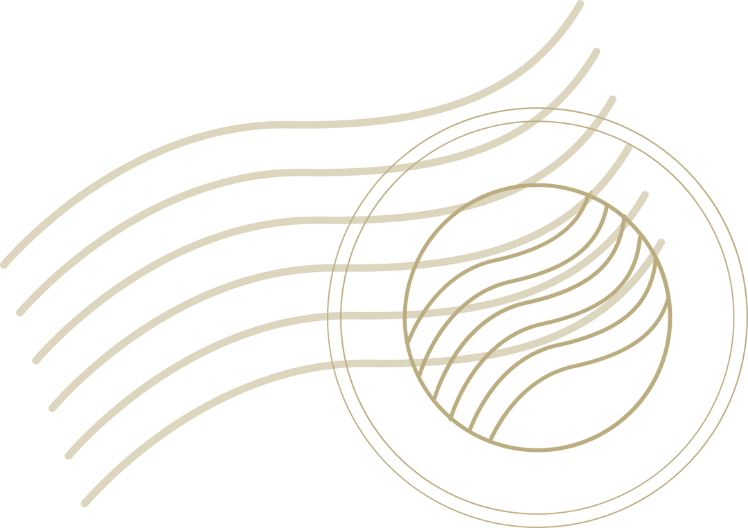 Elegant Gold Waves With Circular Ring on Transparent Background