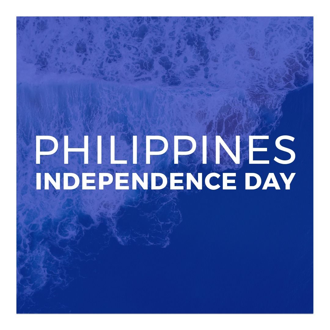 Digital composite image of philippines independence day text on blue waves against white background - Download Free Stock Templates Pikwizard.com