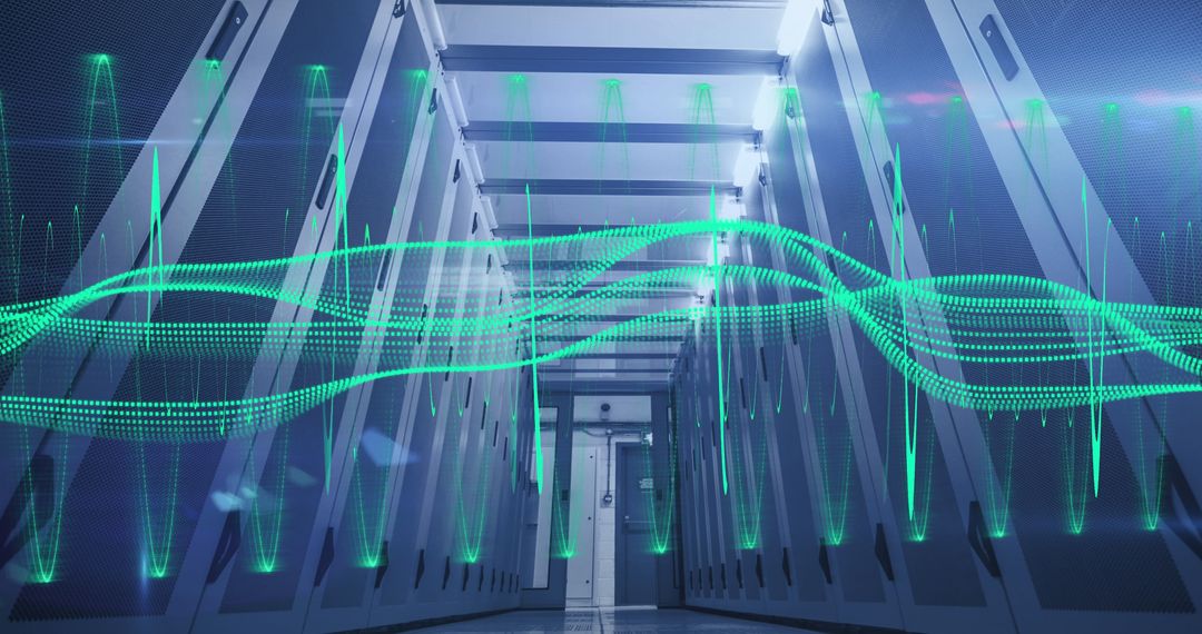 Emphasizing Data Transfer: Server Room with Digital Vibes