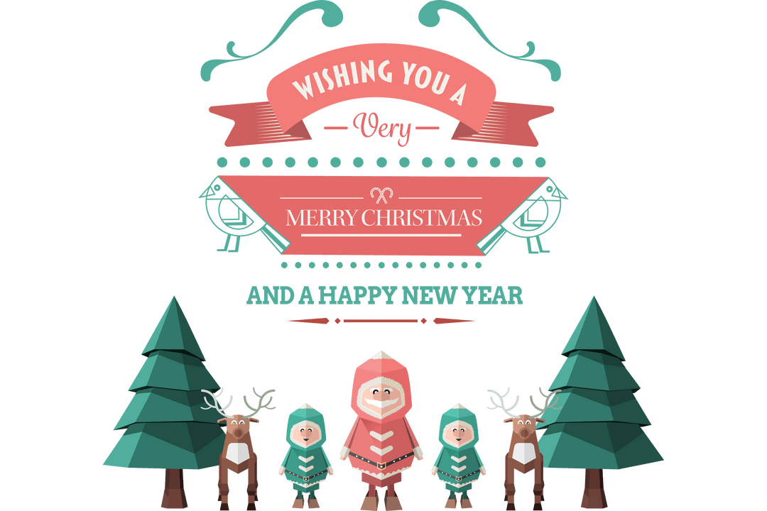 Transparent Christmas Greetings with Santa Claus Characters