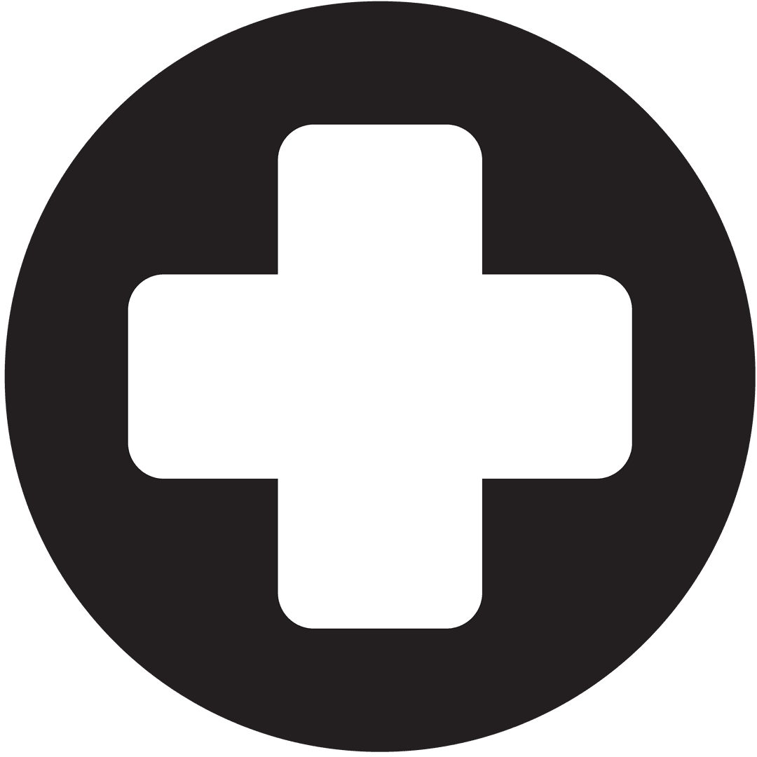 Transparent White Cross in Black Circle Symbol Design