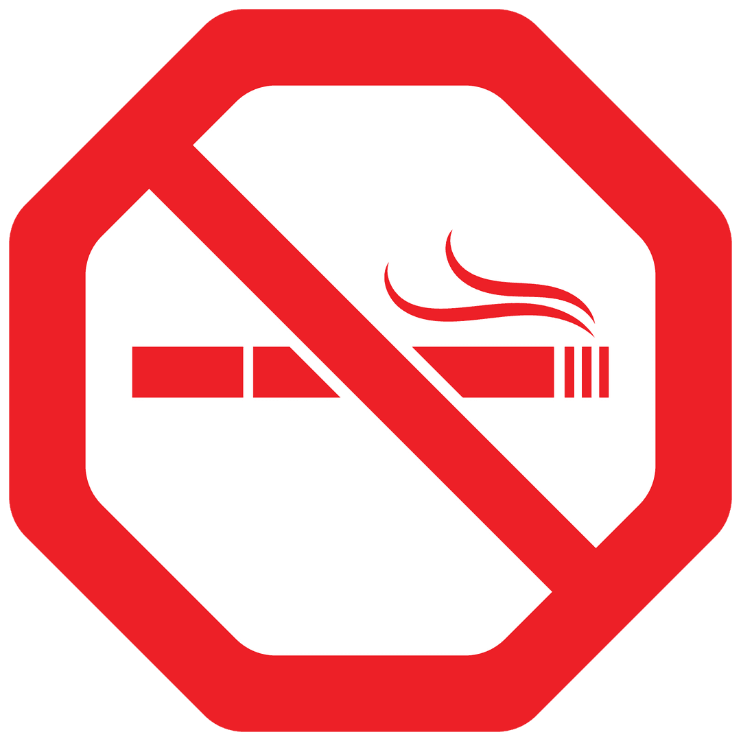 Transparent No Smoking Sign Vector, Cigarette Prohibition Symbol Design