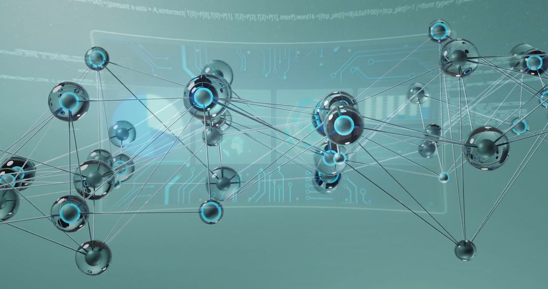 Interconnected Nodes and Data Processing Over World Map