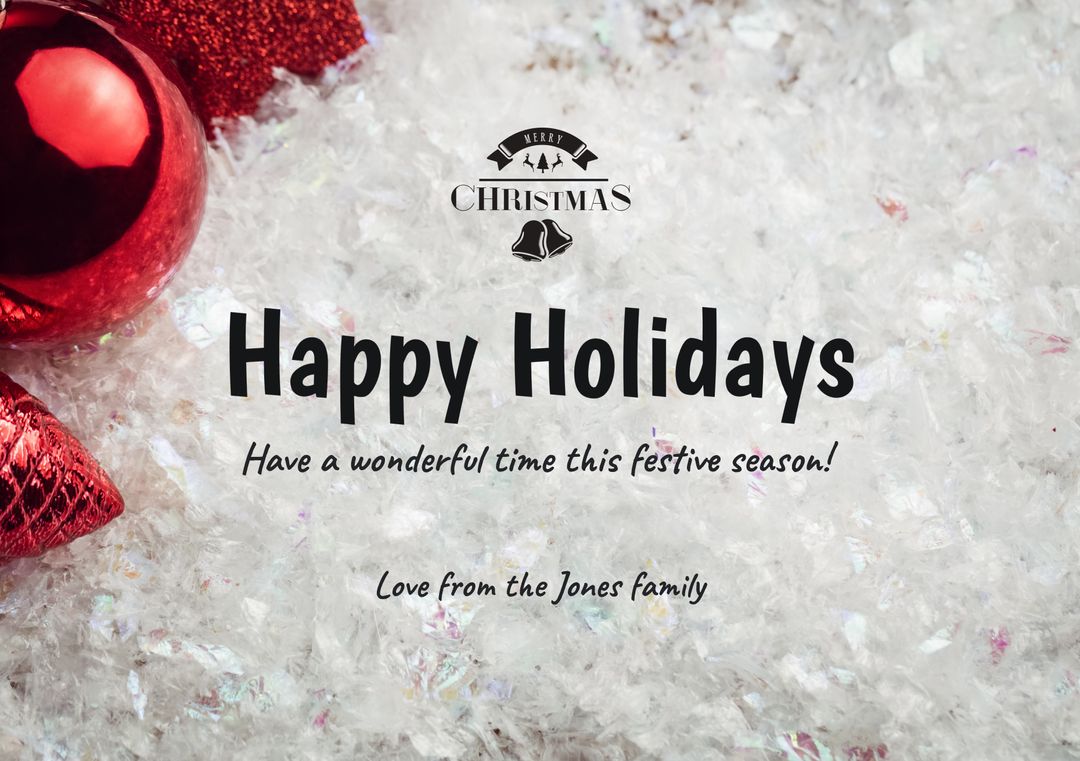 Festive Holiday Card with Sparkling Snow and Warm Wishes