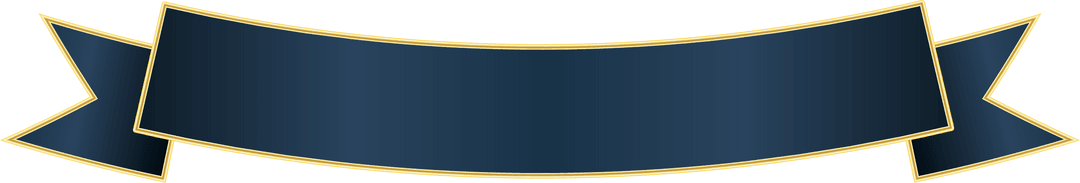 Elegant Blue Banner with Gold Trim on Transparent Background