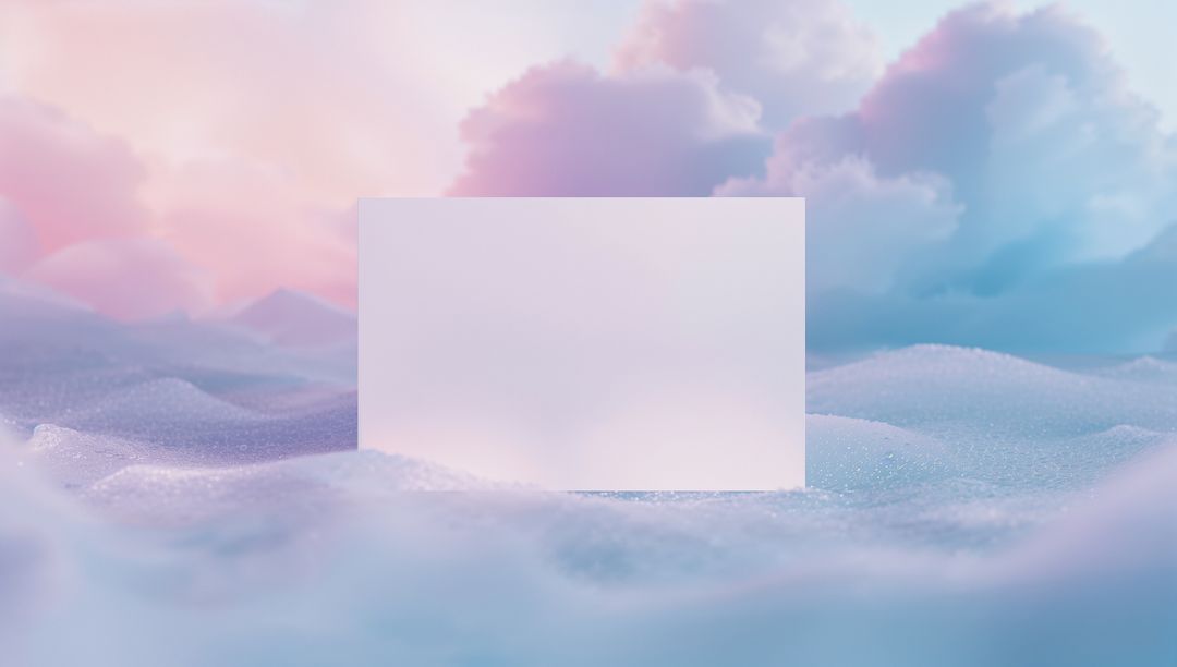 Floating Blank Rectangular Panel in Dreamy Pastel Clouds